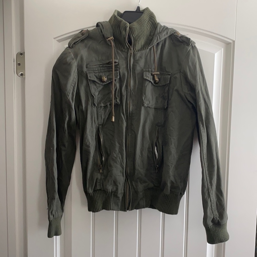 Army green jacket with hood